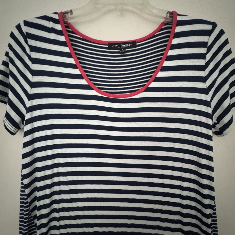 T-shirt Dress Small White Navy Short Sleeve Coastal Nautical Preppy Sporty - Picture 3 of 13